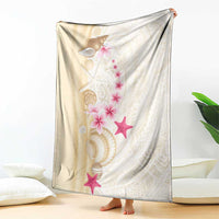 Beige Frangipani Sea Shell Blanket Starfish Polynesian Pattern - Polynesian Pride