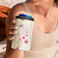 Beige Frangipani Sea Shell 4 in 1 Can Cooler Tumbler Starfish Polynesian Pattern - Polynesian Pride