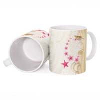 Beige Frangipani Sea Shell Ceramic Mug Starfish Polynesian Pattern - Polynesian Pride