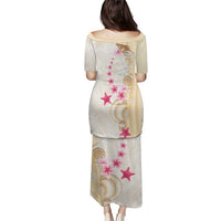 Beige Frangipani Sea Shell Family Matching Puletasi and Hawaiian Shirt Starfish Polynesian Pattern LT01 - Polynesian Pride