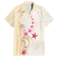 Beige Frangipani Sea Shell Family Matching Short Sleeve Bodycon Dress and Hawaiian Shirt Starfish Polynesian Pattern LT01 Dad's Shirt - Short Sleeve Beige - Polynesian Pride