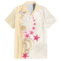 Beige Frangipani Sea Shell Hawaiian Shirt Starfish Polynesian Pattern LT01 Beige - Polynesian Pride