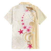 Beige Frangipani Sea Shell Hawaiian Shirt Starfish Polynesian Pattern LT01 - Polynesian Pride