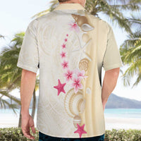 Beige Frangipani Sea Shell Hawaiian Shirt Starfish Polynesian Pattern - Polynesian Pride