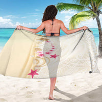 Beige Frangipani Sea Shell Sarong Starfish Polynesian Pattern - Polynesian Pride