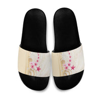 Beige Frangipani Sea Shell Slide Sandals Starfish Polynesian Pattern - Polynesian Pride