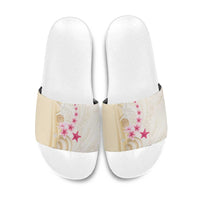 Beige Frangipani Sea Shell Slide Sandals Starfish Polynesian Pattern - Polynesian Pride