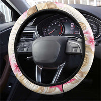Beige Frangipani Sea Shell Steering Wheel Cover Starfish Polynesian Pattern - Polynesian Pride