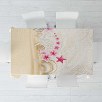 Beige Frangipani Sea Shell Tablecloth Starfish Polynesian Pattern - Polynesian Pride