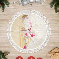 Beige Frangipani Sea Shell Tree Skirt Starfish Polynesian Pattern - Polynesian Pride