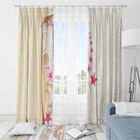 Beige Frangipani Sea Shell Window Curtain Starfish Polynesian Pattern - Polynesian Pride