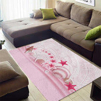 Pink Plumeria Sea Shell Area Rug Starfish Polynesian Pattern - Polynesian Pride