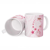 Pink Plumeria Sea Shell Ceramic Mug Starfish Polynesian Pattern - Polynesian Pride