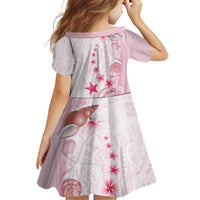 Pink Plumeria Sea Shell Family Matching Short Sleeve Bodycon Dress and Hawaiian Shirt Starfish Polynesian Pattern - Polynesian Pride