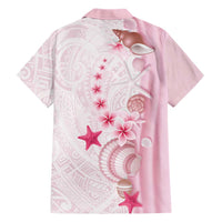 Pink Plumeria Sea Shell Family Matching Short Sleeve Bodycon Dress and Hawaiian Shirt Starfish Polynesian Pattern LT01 - Polynesian Pride