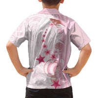 Pink Plumeria Sea Shell Family Matching Summer Maxi Dress and Hawaiian Shirt Starfish Polynesian Pattern LT01 - Polynesian Pride