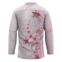 Pink Plumeria Sea Shell Hockey Jersey Starfish Polynesian Pattern LT01 - Polynesian Pride