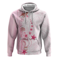 Pink Plumeria Sea Shell Hoodie Starfish Polynesian Pattern - Polynesian Pride