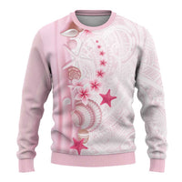 Pink Plumeria Sea Shell Ugly Christmas Sweater Starfish Polynesian Pattern - Polynesian Pride