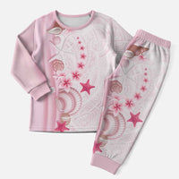 Pink Plumeria Sea Shell Christmas Pajama Set Starfish Polynesian Pattern - Polynesian Pride