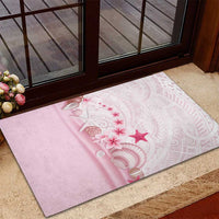 Pink Plumeria Sea Shell Rubber Doormat Starfish Polynesian Pattern - Polynesian Pride