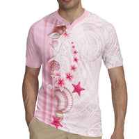 Pink Plumeria Sea Shell Rugby Jersey Starfish Polynesian Pattern - Polynesian Pride