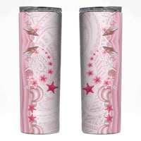 Pink Plumeria Sea Shell Skinny Tumbler Starfish Polynesian Pattern - Polynesian Pride