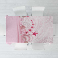 Pink Plumeria Sea Shell Tablecloth Starfish Polynesian Pattern - Polynesian Pride