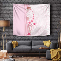 Pink Plumeria Sea Shell Tapestry Starfish Polynesian Pattern - Polynesian Pride