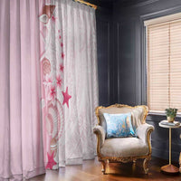 Pink Plumeria Sea Shell Window Curtain Starfish Polynesian Pattern - Polynesian Pride