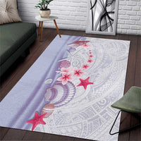 Purple Plumeria Sea Shell Area Rug Starfish Polynesian Pattern - Polynesian Pride