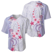 Purple Plumeria Sea Shell Baseball Jersey Starfish Polynesian Pattern - Polynesian Pride