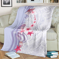 Purple Plumeria Sea Shell Blanket Starfish Polynesian Pattern - Polynesian Pride