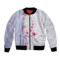 Purple Plumeria Sea Shell Bomber Jacket Starfish Polynesian Pattern - Polynesian Pride