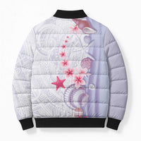 Purple Plumeria Sea Shell Bomber Puffer Jacket Starfish Polynesian Pattern - Polynesian Pride