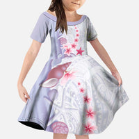 Purple Plumeria Sea Shell Family Matching Tank Maxi Dress and Hawaiian Shirt Starfish Polynesian Pattern LT01 Daughter's Dress Purple - Polynesian Pride