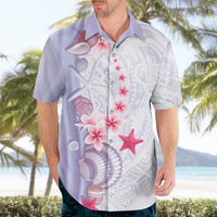 Purple Plumeria Sea Shell Hawaiian Shirt Starfish Polynesian Pattern - Polynesian Pride
