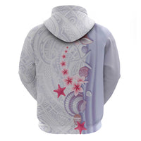 Purple Plumeria Sea Shell Hoodie Starfish Polynesian Pattern - Polynesian Pride