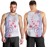 Purple Plumeria Sea Shell Men Tank Top Starfish Polynesian Pattern - Polynesian Pride