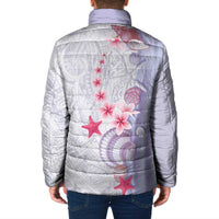 Purple Plumeria Sea Shell Padded Jacket Starfish Polynesian Pattern - Polynesian Pride