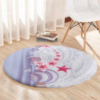 Purple Plumeria Sea Shell Round Carpet Starfish Polynesian Pattern - Polynesian Pride