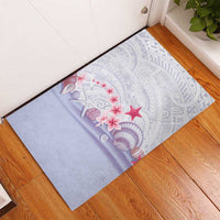 Purple Plumeria Sea Shell Rubber Doormat Starfish Polynesian Pattern - Polynesian Pride