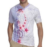 Purple Plumeria Sea Shell Rugby Jersey Starfish Polynesian Pattern - Polynesian Pride