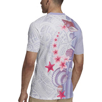Purple Plumeria Sea Shell Rugby Jersey Starfish Polynesian Pattern - Polynesian Pride