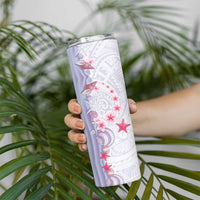 Purple Plumeria Sea Shell Skinny Tumbler Starfish Polynesian Pattern - Polynesian Pride