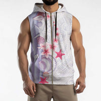 Purple Plumeria Sea Shell Sleeveless Zip Hoodie Starfish Polynesian Pattern - Polynesian Pride