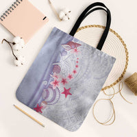 Purple Plumeria Sea Shell Tote Bag Starfish Polynesian Pattern - Polynesian Pride