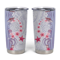 Purple Plumeria Sea Shell Tumbler Cup Starfish Polynesian Pattern - Polynesian Pride