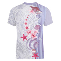 Purple Plumeria Sea Shell Women V-Neck T-Shirt Starfish Polynesian Pattern - Polynesian Pride
