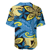Plumeria Polynesian Pattern Baseball Jersey Unique Fantasy Blue Yellow